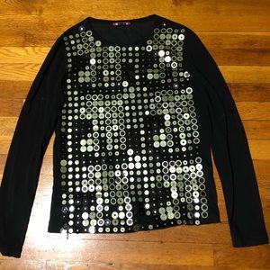 PRADA long sleeved sequin black top